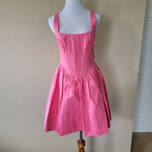NWT STAUD Landscape Corset Dress in Coral Pink, Size 8